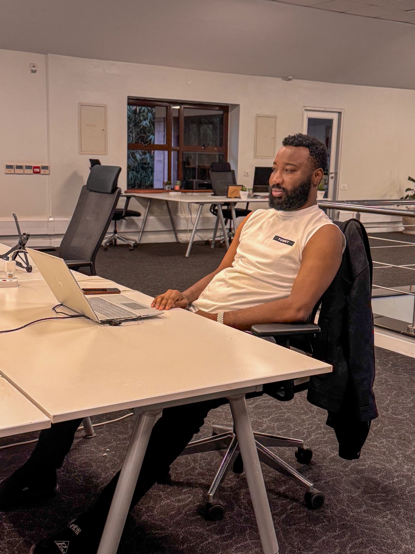 Fortune Ejima Festus at his desk